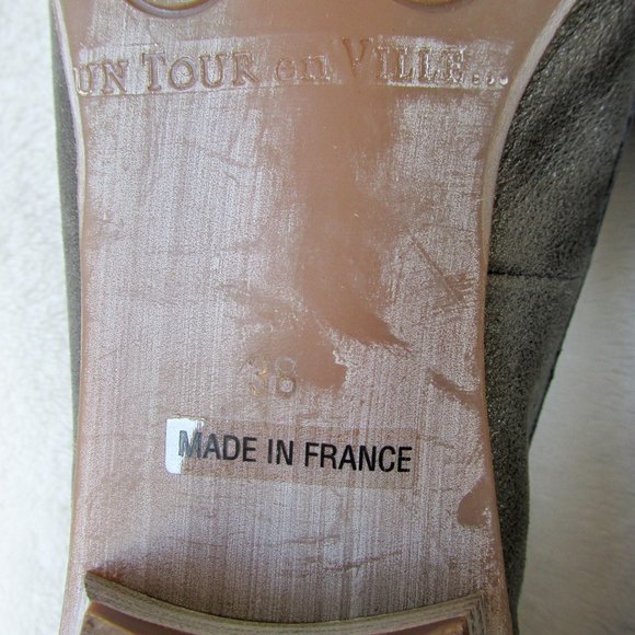 UTV France Grey & Black Leather Slip-on Flats EU38 - Picture 6 of 11